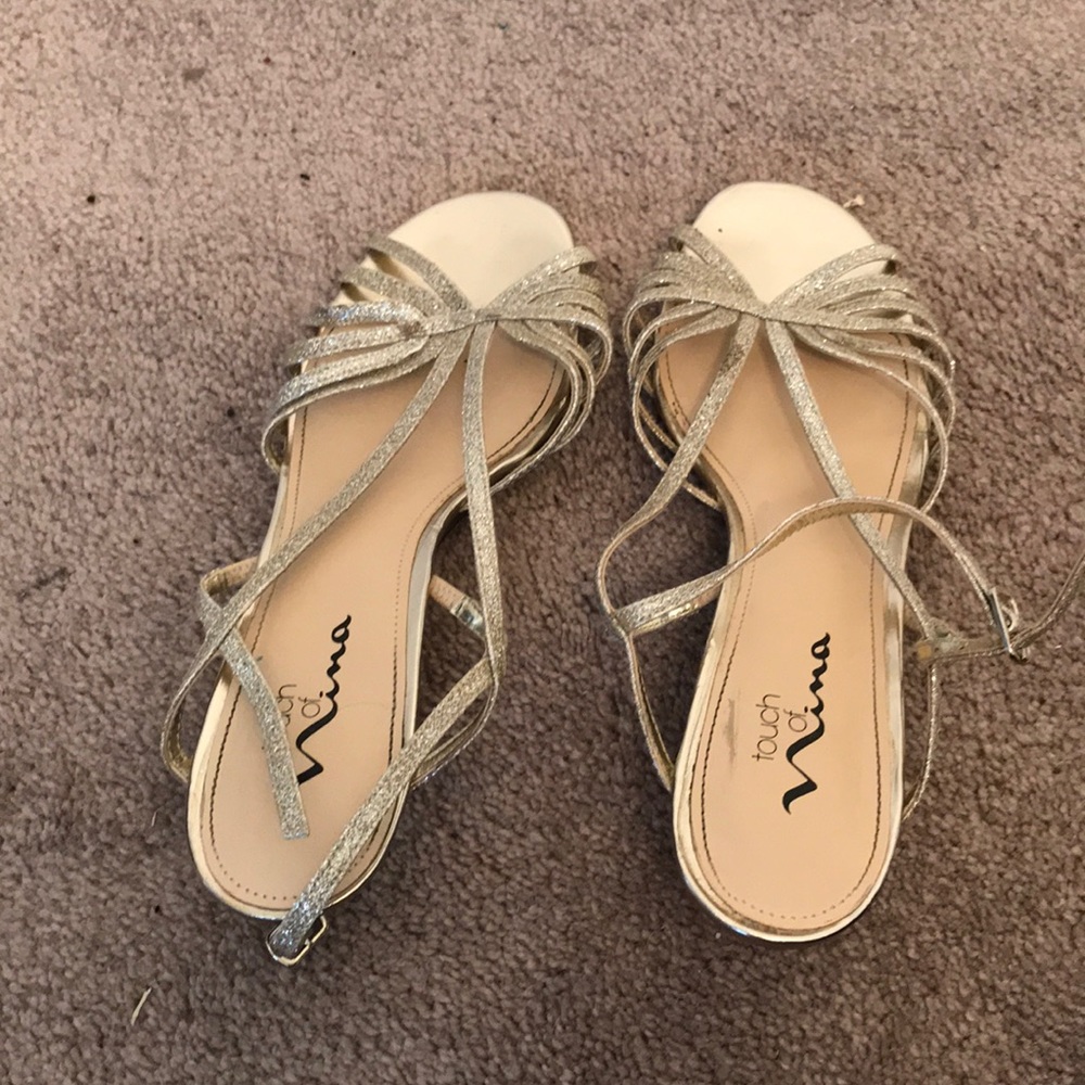 Gold sparkly heels